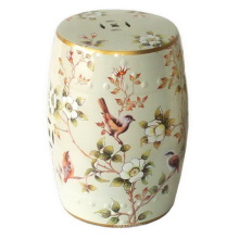 Tabouret de jardin en porcelaine Oiseaux de printemps